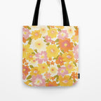 Yellow Garden Floral Pattern Tote Bag Gallery Image 1