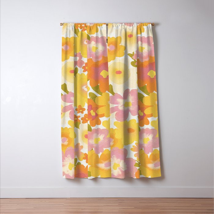 Yellow Garden Floral Pattern Window Curtain Gallery Image 3