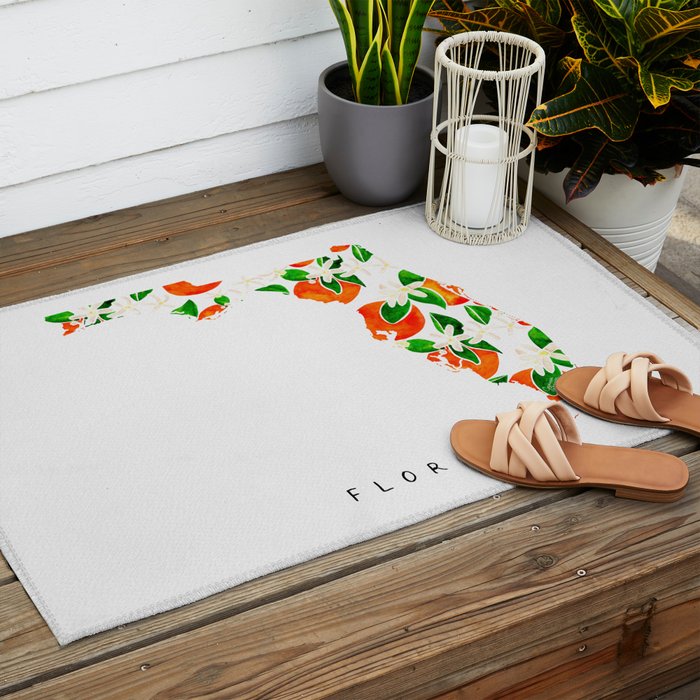 Florida State Flower - Orange Blossoms Outdoor Rug Gallery Image 2