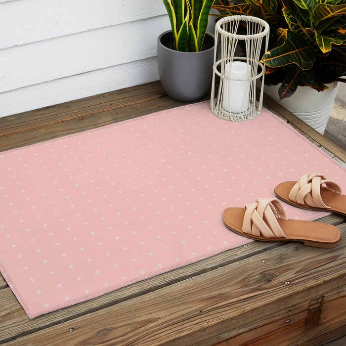 Tiny Petal Polka Dots Pattern Outdoor Rug Gallery Image 2