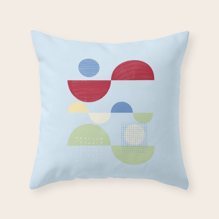 Abstract Geometric Half-Circles with Hand-Drawn Details Throw Pillow Gallery Image 1