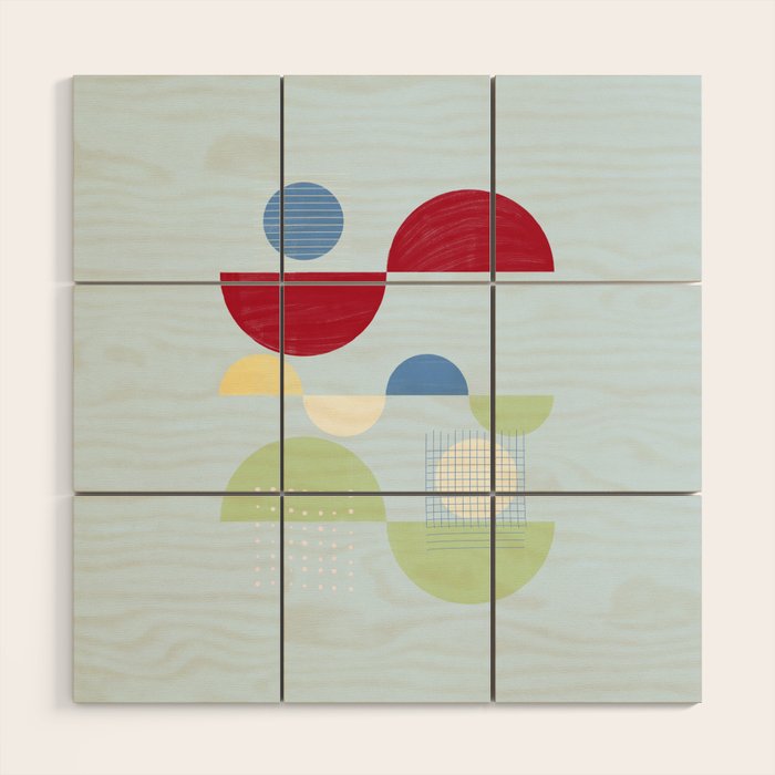 Abstract Geometric Half-Circles with Hand-Drawn Details Wood Wall Art Gallery Image 1