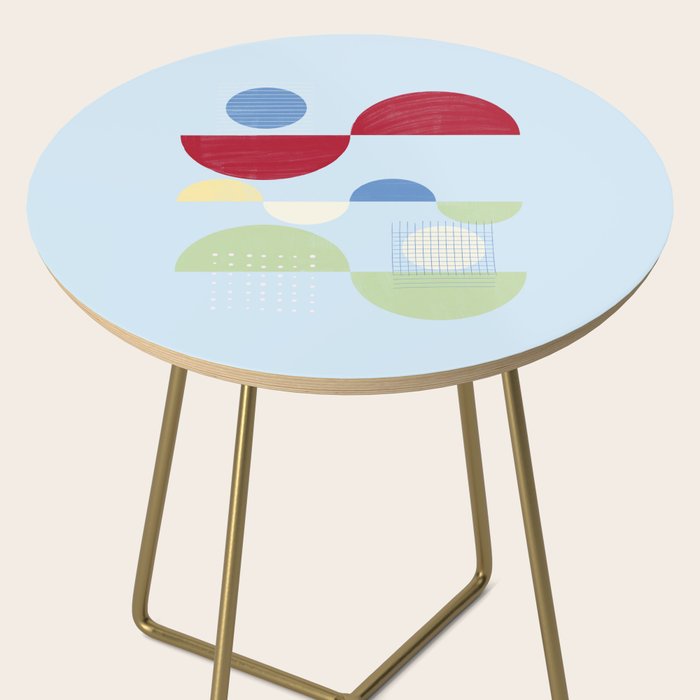 Abstract Geometric Half-Circles with Hand-Drawn Details Side Table Gallery Image 2