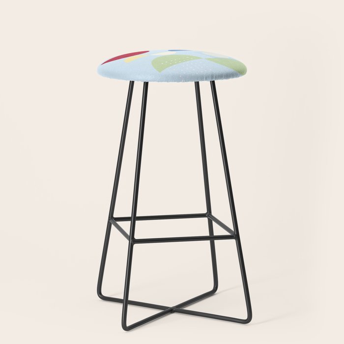 Abstract Geometric Half-Circles with Hand-Drawn Details Stool Gallery Image 1