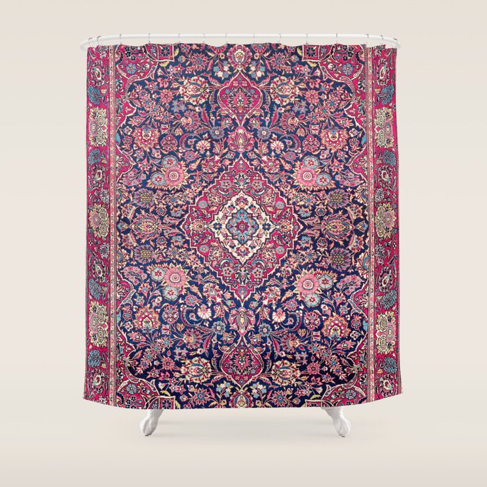 Kashan Central Persian Rug Print Shower Curtain Gallery Image 1