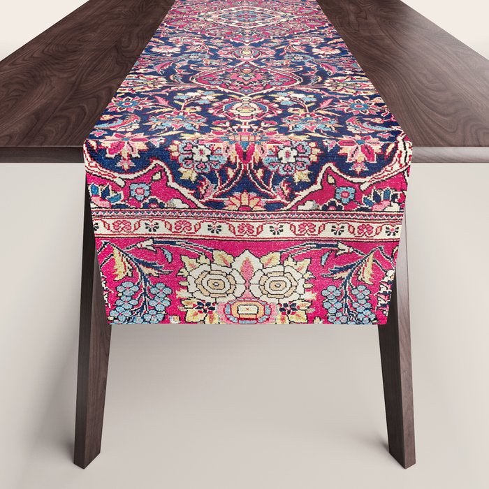 Kashan Central Persian Rug Print Table Runner Gallery Image 1