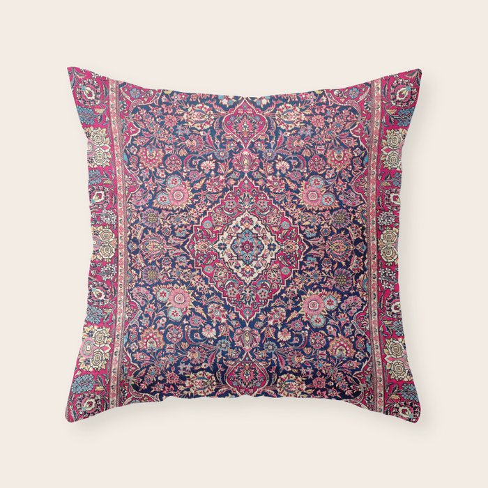 Kashan Central Persian Rug Print Throw Pillow Gallery Image 1