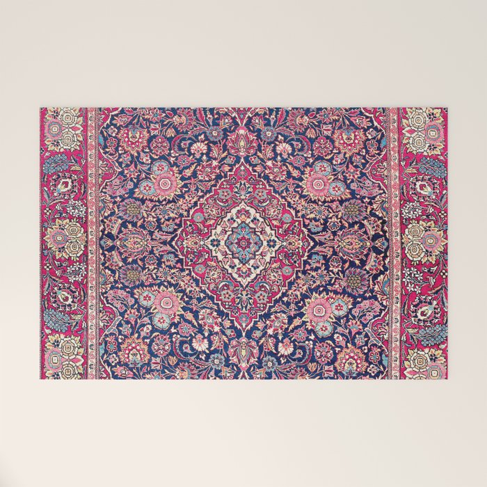 Kashan Central Persian Rug Print Welcome Mat Gallery Image 1