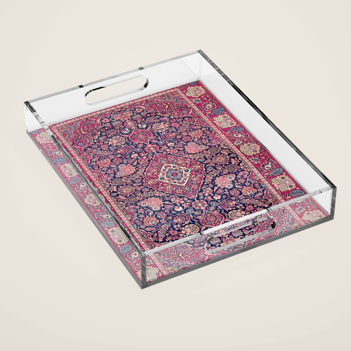 Kashan Central Persian Rug Print Acrylic Tray Gallery Image 1