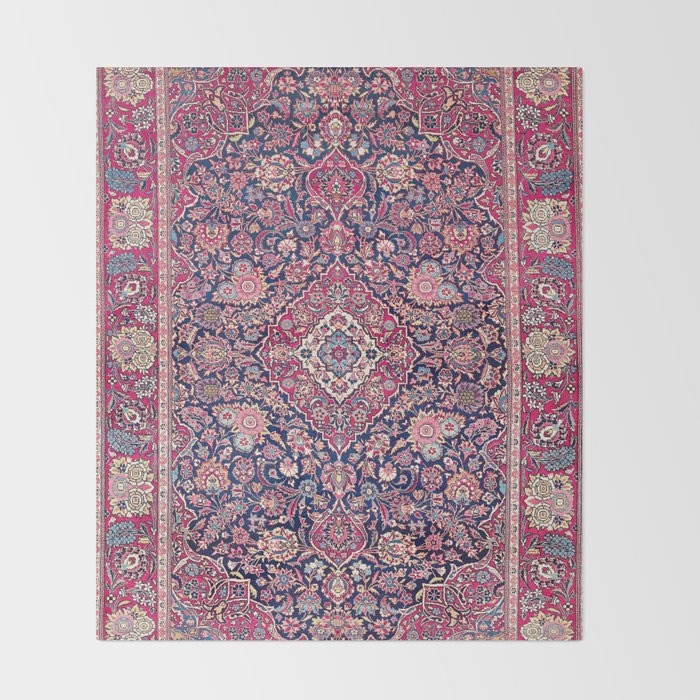 Kashan Central Persian Rug Print Throw Blanket Gallery Image 2
