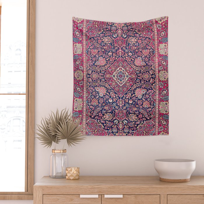 Kashan Central Persian Rug Print Wall Tapestry Gallery Image 2