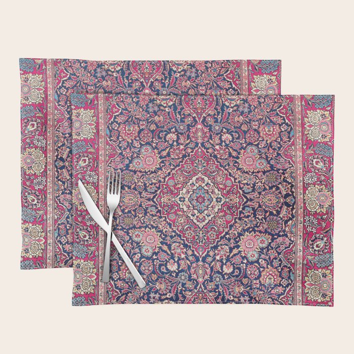 Kashan Central Persian Rug Print Placemat Gallery Image 1