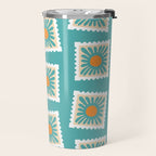 Vintage flower postage stamp pattern Travel Mug Gallery Image 2
