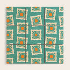 Vintage flower postage stamp pattern Wood Wall Art Gallery Image 1
