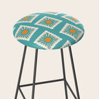 Vintage flower postage stamp pattern Stool Gallery Image 2