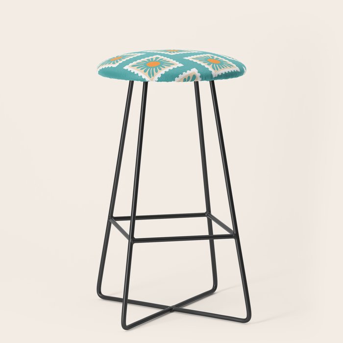 Vintage flower postage stamp pattern Stool Gallery Image 1