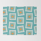 Vintage flower postage stamp pattern Throw Blanket Gallery Image 2