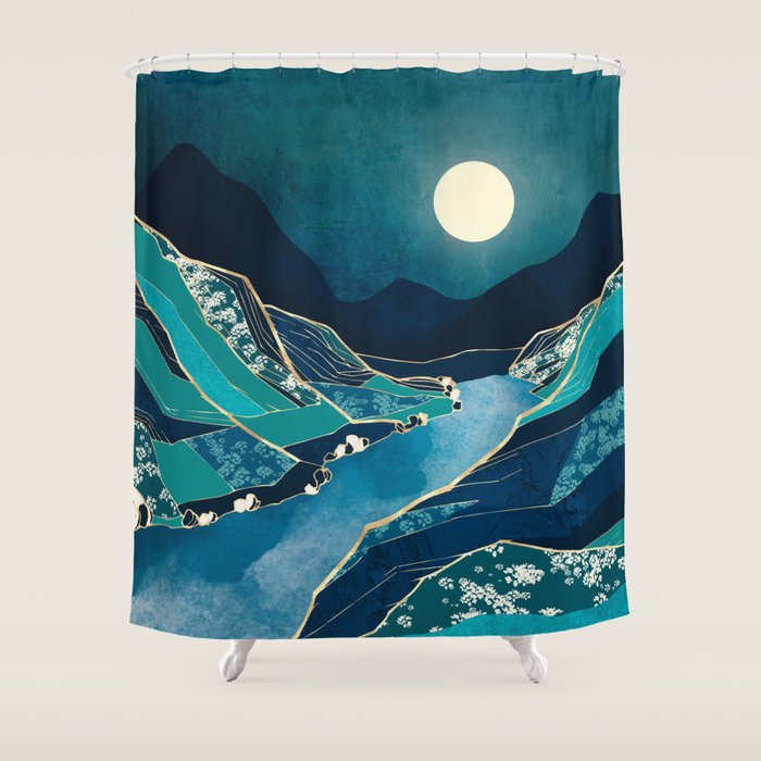 Spring River Night Shower Curtain Gallery Image 1