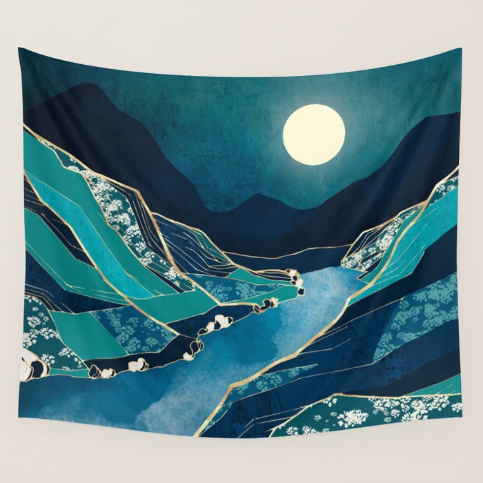 Spring River Night Wall Tapestry Gallery Image 1