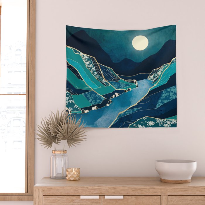 Spring River Night Wall Tapestry Gallery Image 2