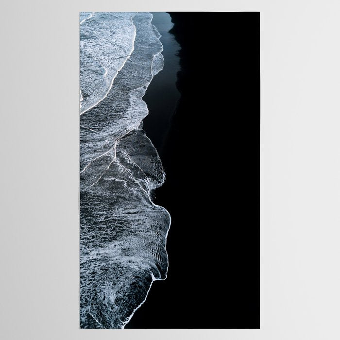 Waves on a black sand beach in iceland - minimalist Landscape Photography Tablecloth Gallery Image 2