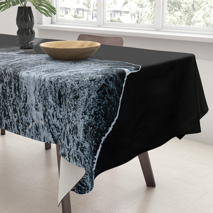 Waves on a black sand beach in iceland - minimalist Landscape Photography Tablecloth Gallery Image 3