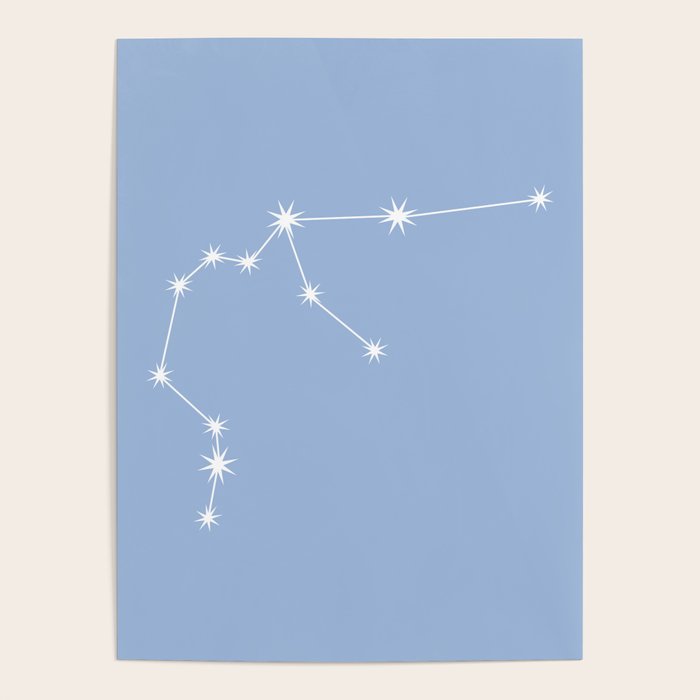 Aquarius Zodiac Star Constellation Line Art Sky Blue Poster Gallery Image 4