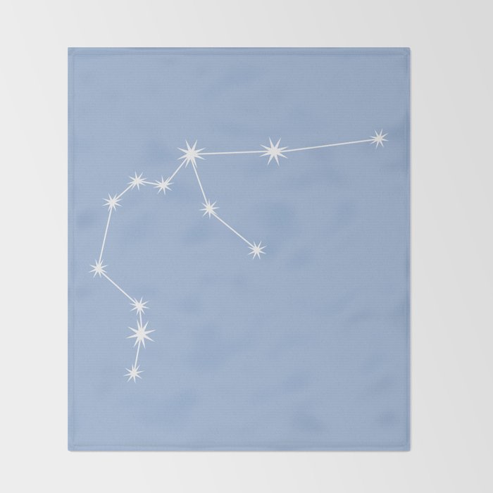 Aquarius Zodiac Star Constellation Line Art Sky Blue Throw Blanket Gallery Image 2