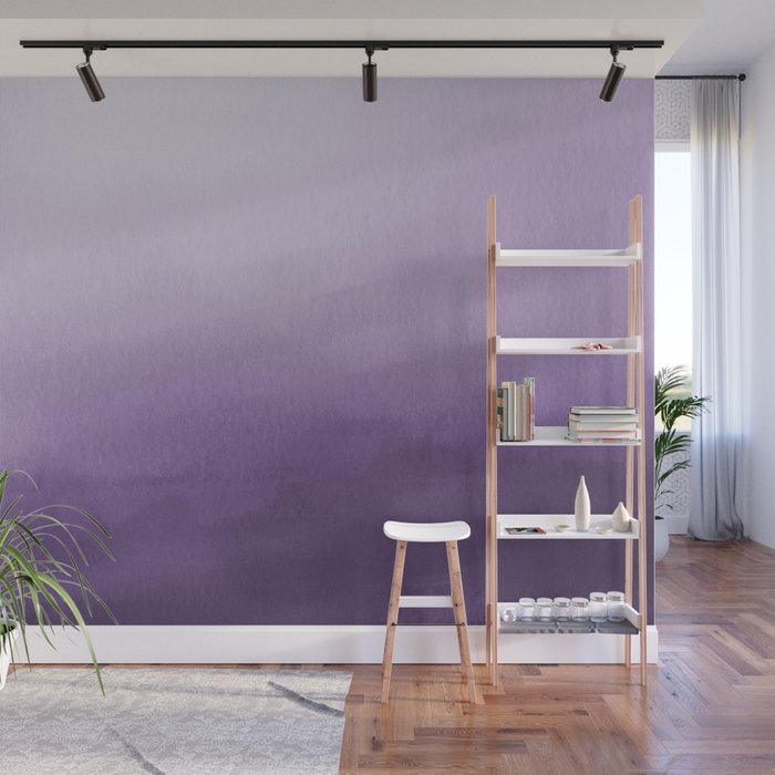 Inspired by Pantone Chive Blossom Purple 18-3634 Watercolor Abstract Art Wall Mural Gallery Image 1