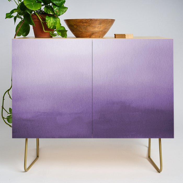 Inspired by Pantone Chive Blossom Purple 18-3634 Watercolor Abstract Art Credenza Gallery Image 1