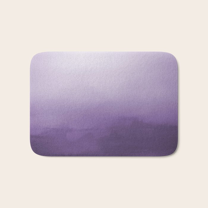 Inspired by Pantone Chive Blossom Purple 18-3634 Watercolor Abstract Art Bath Mat Gallery Image 1