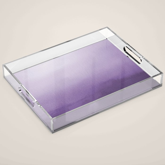 Inspired by Pantone Chive Blossom Purple 18-3634 Watercolor Abstract Art Acrylic Tray Gallery Image 1