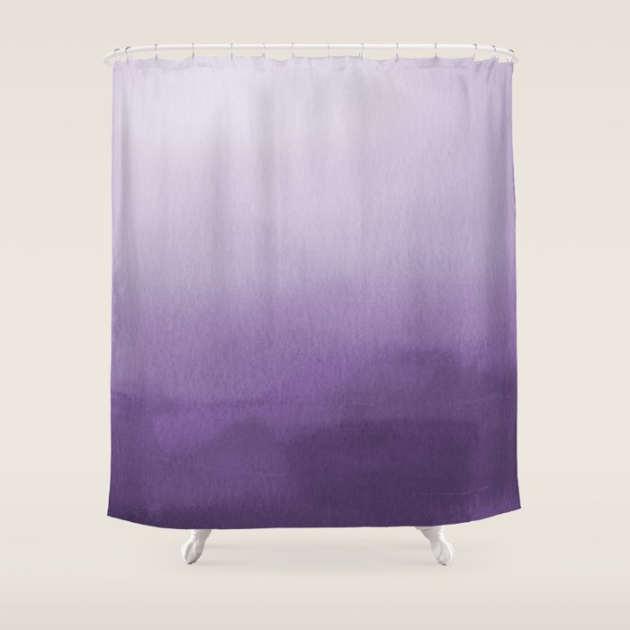 Inspired by Pantone Chive Blossom Purple 18-3634 Watercolor Abstract Art Shower Curtain Gallery Image 1