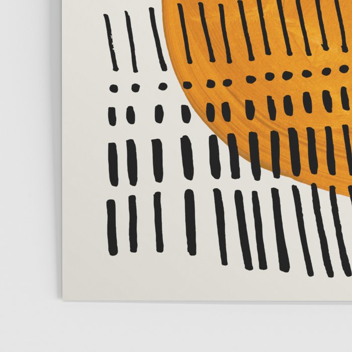 Mid Century Modern Abstract Colorful Art Patterns Olive Green Yellow Ochre Orbit Geometric Objects Poster Gallery Image 3