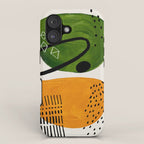 Mid Century Modern Abstract Colorful Art Patterns Olive Green Yellow Ochre Orbit Geometric Objects iPhone Case Gallery Image 1