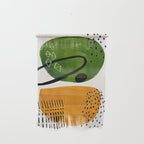 Mid Century Modern Abstract Colorful Art Patterns Olive Green Yellow Ochre Orbit Geometric Objects Wall Hanging Gallery Image 1