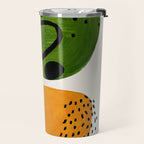 Mid Century Modern Abstract Colorful Art Patterns Olive Green Yellow Ochre Orbit Geometric Objects Travel Mug Gallery Image 2