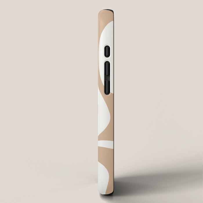 Modern Retro Liquid Swirl Abstract Pattern Square in Coffee Creme and Nearly White Cream iPhone Case Gallery Image 2
