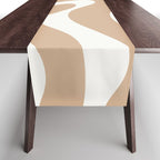 Modern Retro Liquid Swirl Abstract Pattern Square in Coffee Creme and Nearly White Cream Table Runner Gallery Image 1