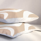 Modern Retro Liquid Swirl Abstract Pattern Square in Coffee Creme and Nearly White Cream Pillow Sham Gallery Image 3