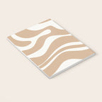 Modern Retro Liquid Swirl Abstract Pattern Square in Coffee Creme and Nearly White Cream Notebook Gallery Image 3