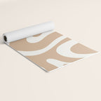Modern Retro Liquid Swirl Abstract Pattern Square in Coffee Creme and Nearly White Cream Yoga Mat Gallery Image 2