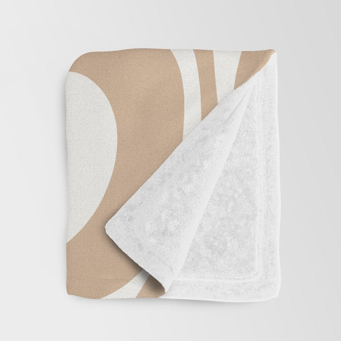 Modern Retro Liquid Swirl Abstract Pattern Square in Coffee Creme and Nearly White Cream Throw Blanket Gallery Image 3