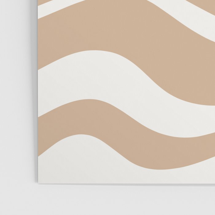 Modern Retro Liquid Swirl Abstract Pattern Square in Coffee Creme and Nearly White Cream Poster Gallery Image 3