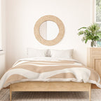 Modern Retro Liquid Swirl Abstract Pattern Square in Coffee Creme and Nearly White Cream Duvet Cover Gallery Image 3