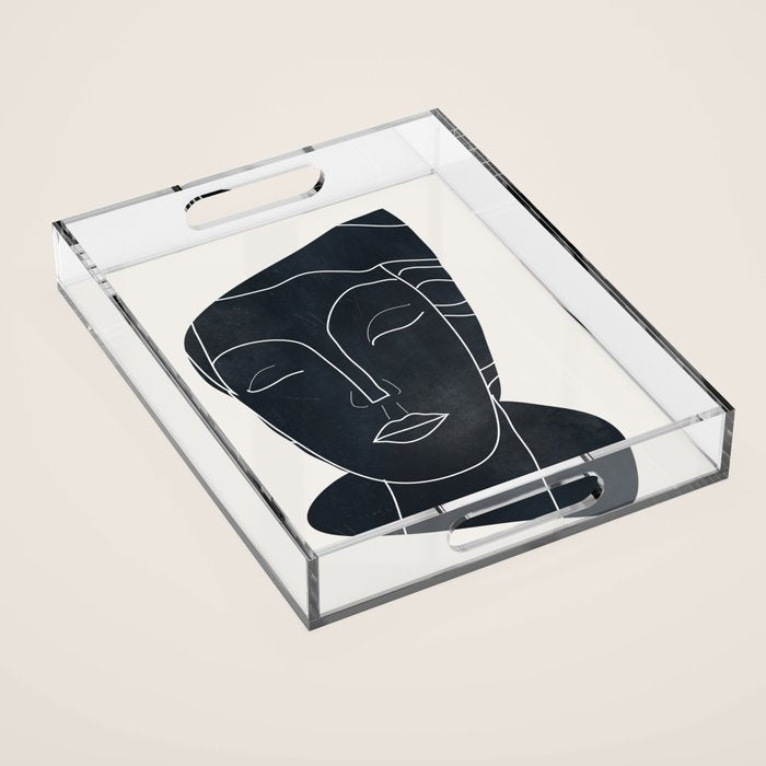 Lady Portrait Minimal Line Art Acrylic Tray Gallery Image 1