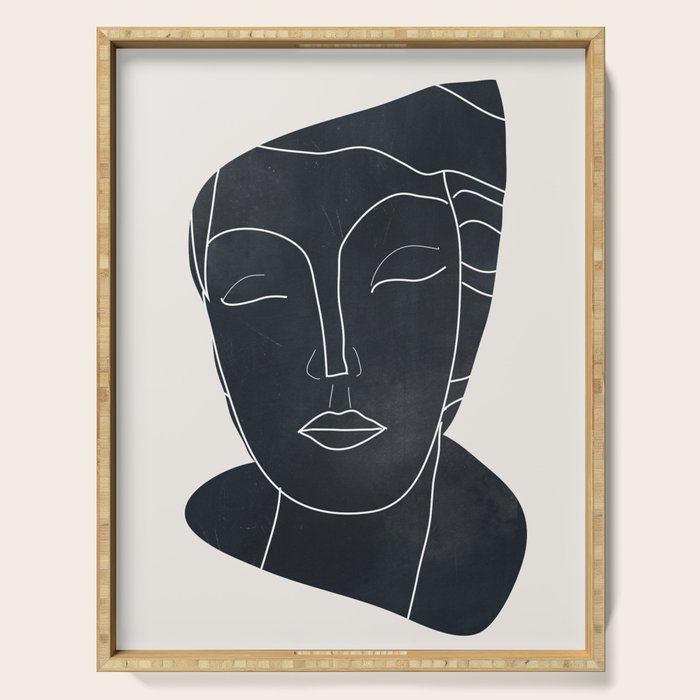 Lady Portrait Minimal Line Art Serving Tray Gallery Image 1