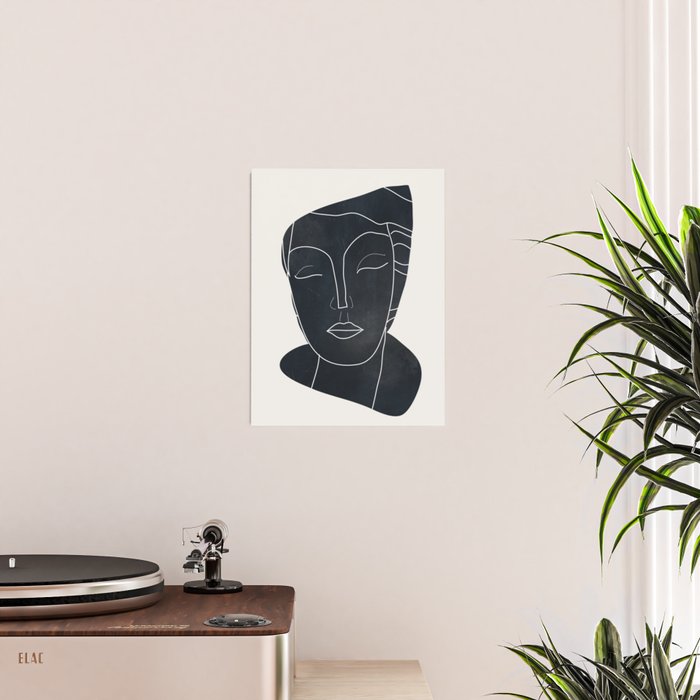 Lady Portrait Minimal Line Art Poster Gallery Image 2