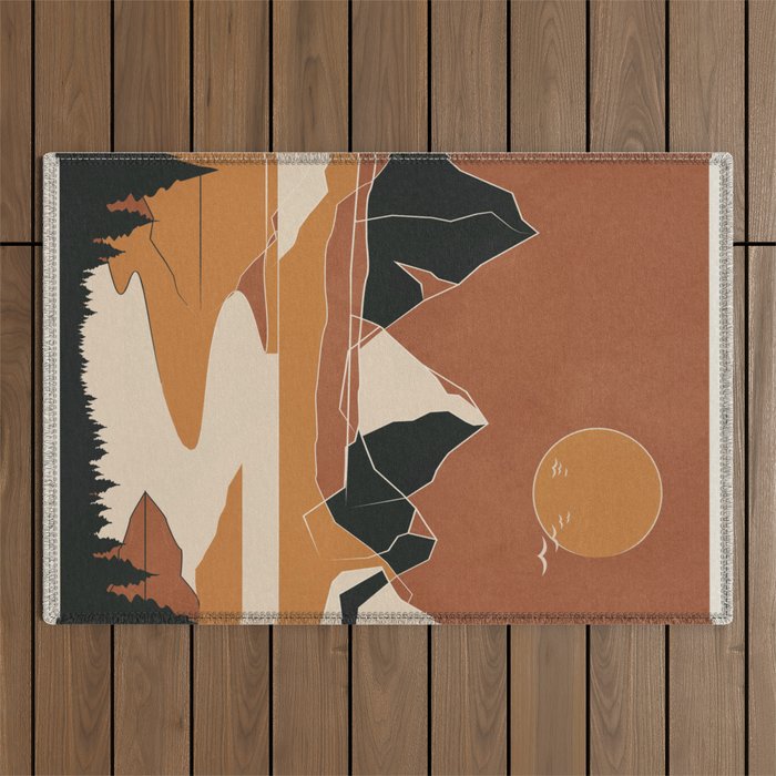 Minimal Abstract Art Landscape 03 Outdoor Rug Gallery Image 1