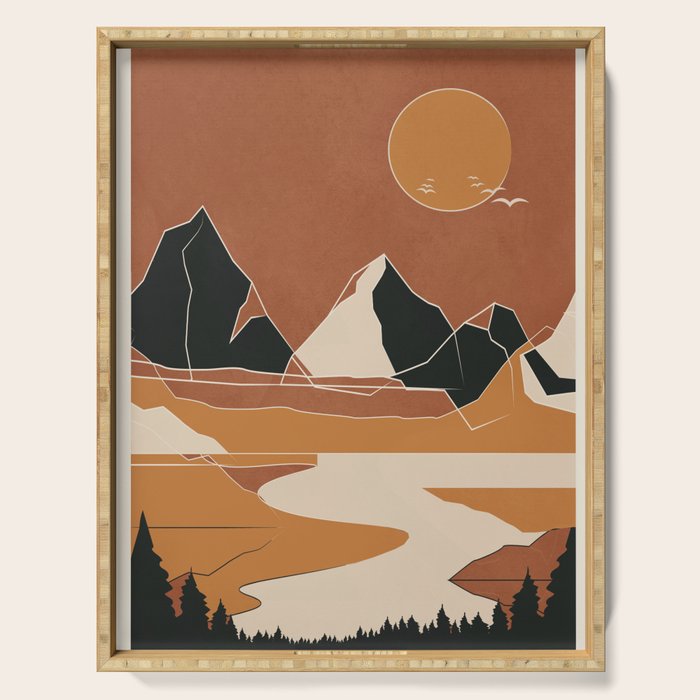 Minimal Abstract Art Landscape 03 Serving Tray Gallery Image 1